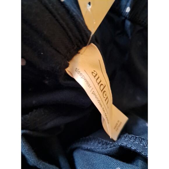 Pajama Set Flannel Long Sleeve Top Shorts 2 pc Auden Polka Dot Navy Large New - Picture 11 of 11